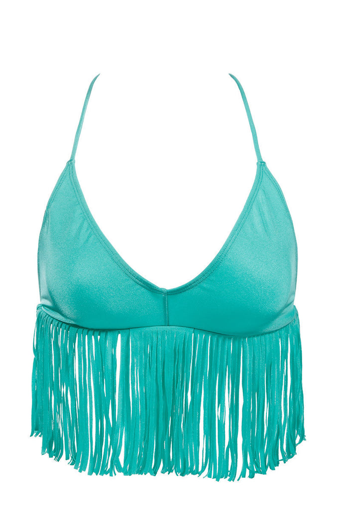 LULI FAMA Fringe Scoop Top Bikini Top | Fringe Scoop Top